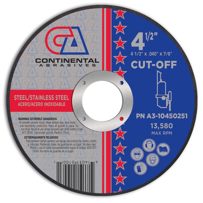 Continental Abrasives 4.5″ x .040″ x 7/8 Cutting Disc