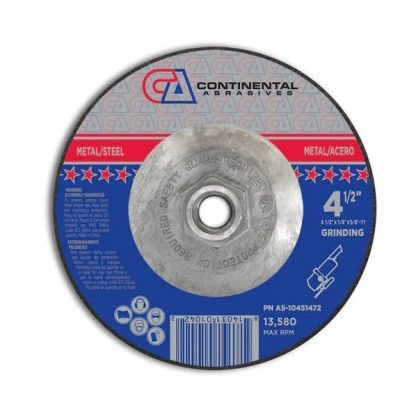 Continental Abrasives 4.5″ Width: 1/4″ x 5/8-11" Grinding Disc w/ Threaed Arbor