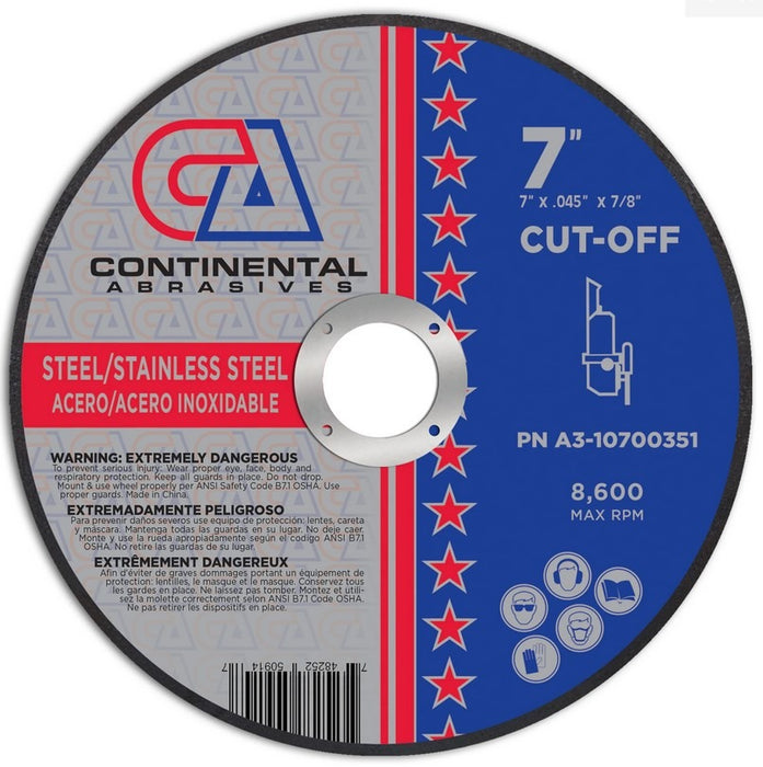 Continental Abrasives 7″ Width: .040″ x 7/8 Cutting Disc