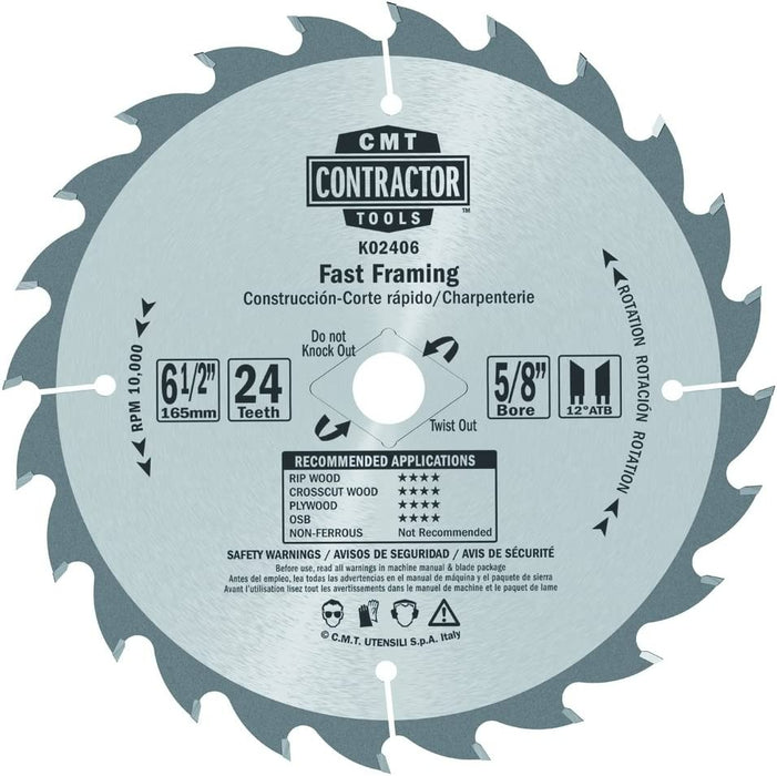 CMT Contractor Circular Saw Blade 6-1/2″ (24 Teeth)