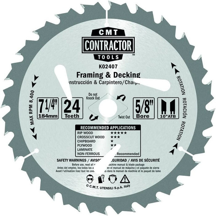 CMT Contractor Circular Saw Blade 7-1/4″ (24 Teeth)