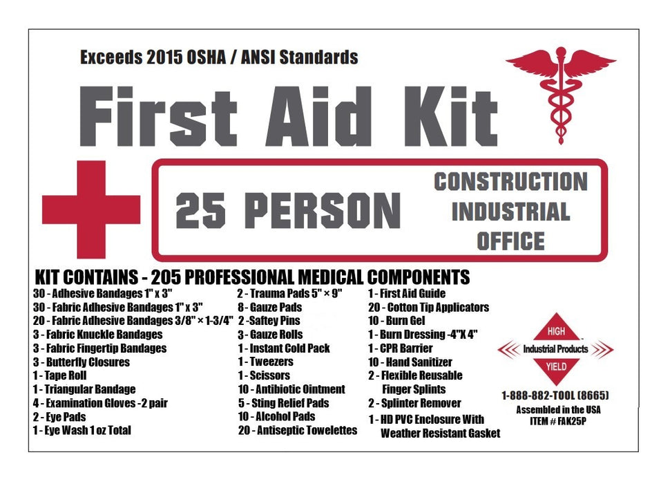 25 Man Plastic Rapid Care First Aid Kit 11 x 7 x 2-3/4"