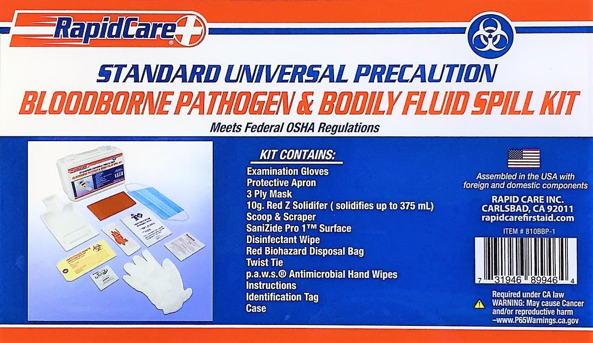 STANDARD UNIVERSAL PRECAUTION BLOODBORNE PATHOGEN & BODILY FLUID SPILL KIT