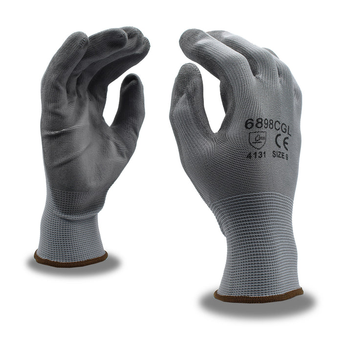 Cordova 13-Gauge Gray Polyester Black PU Palm Coated Work Gloves Coated Palm