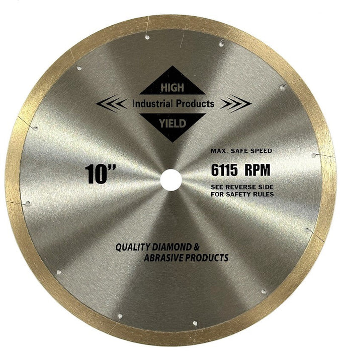 High Yield CTP10 10 Inch x .060 Wet Cut Continuous Rim Diamond Blade 5/8 Arbor 6115 RPM Tile Porcelain
