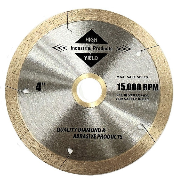 High Yield CTP4 4 Inch x .060 Wet Cut Continuous Rim Diamond Blade 5/8-7/8 Arbor 15000 RPM Tile Porcelain