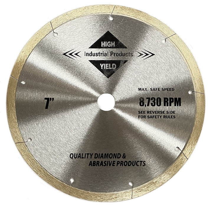 High Yield CTP7 7 Inch x .060 Wet Cut Continuous Rim Diamond Blade 5/8 Arbor 8730 RPM Tile Porcelain