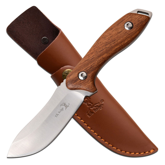 Elk Ridge ER-200-03RW 9 Inch Stainless Steel Fixed Blade Knife Rose Wood Handle Knives Cutting Tools