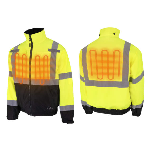 Radians RHG-SJ13 Hi-Vis Bomber Jacket with Inner Heated Vest — X-Large