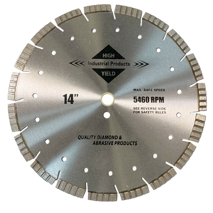 High Yield SLT1412P 14 Inch x .125 Tiger All Purpose Diamond Blade 1 Inch 20mm Arbor 12mm Rim