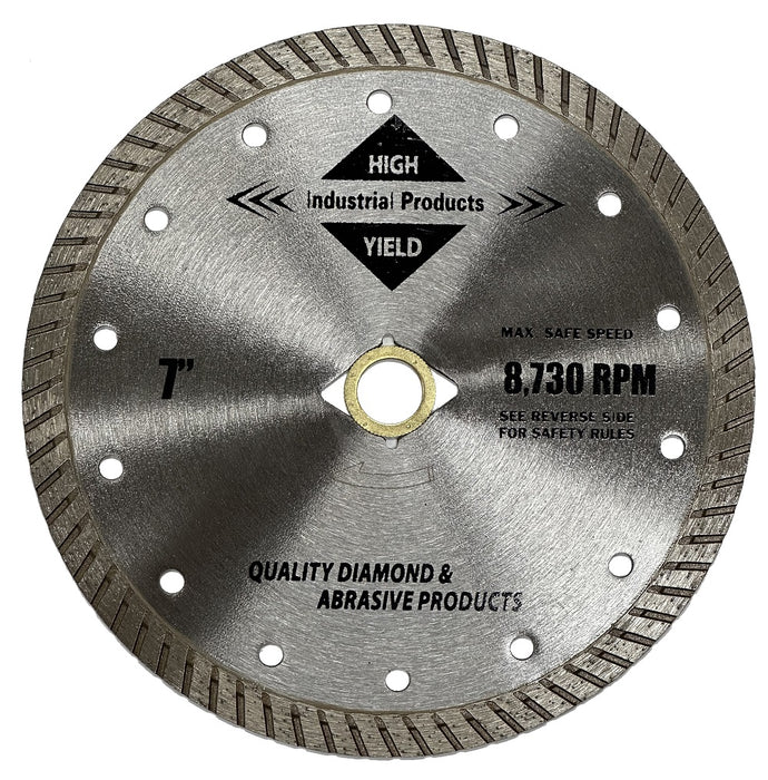 High Yield TURBO7 7 Inch x .095 Turbo Rim Diamond Blade 5/8 Diamond Arbor 8730 RPM 10mm Rim