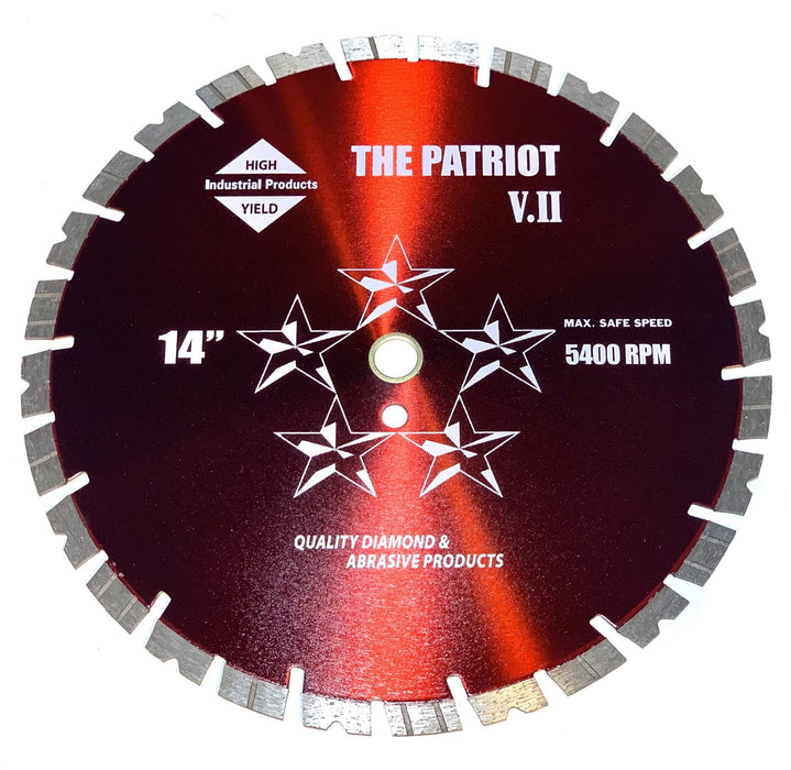 High Yield Patriot14 V2 14 Inch x .125 Premium Turbo Segmented Diamond Blade 1 Inch 20mm Arbor 12mm Rim