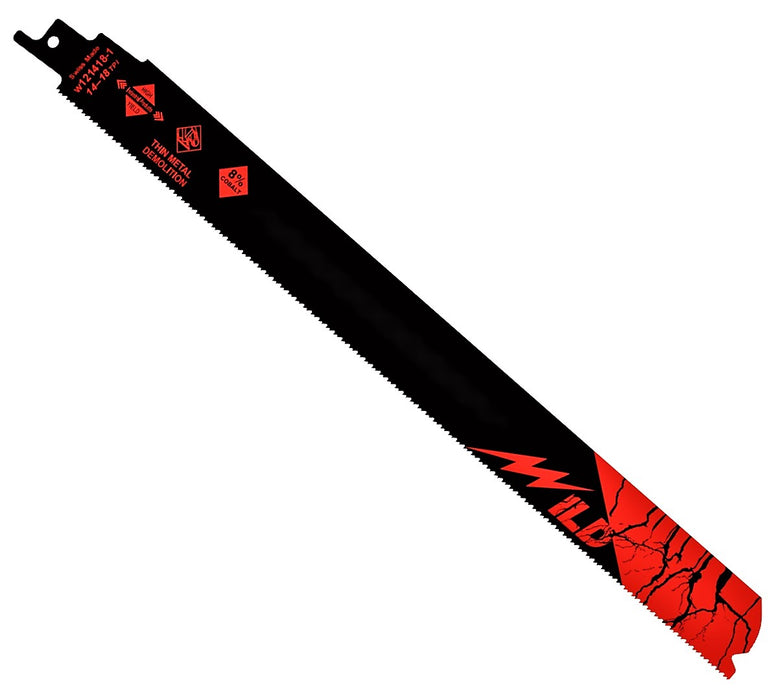 High Yield Wild W121418-1 12" 14/18 TPI Bi-Metal Reciprocating Blade for Thin Metal