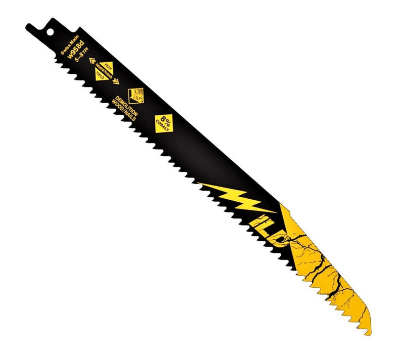High Yield Wild W958D 9" 5/8 TPI Demo Reciprocating Blade for Nail Embedded Wood