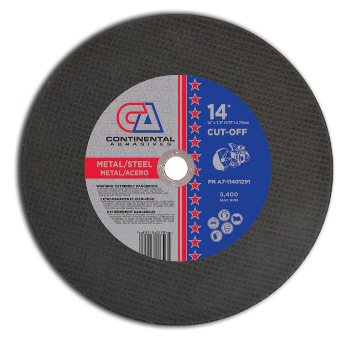 Continental Abrasives 14″ x 5/32″ x 20mm Chop Saw Blade - 5, 25, 100 Packs