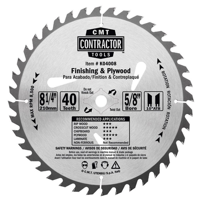 CMT Contractor CMT81440 8-1/4" 40T Circular Saw Blade