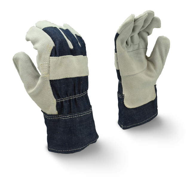Radians RWG3110 Economy Shoulder Leather Palm Work Glove with Denim Safety Cuff