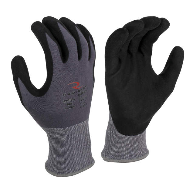 Radians 15-Gauge Foam Nitrile Dipped Water Resistant Work Gloves Coated Palm