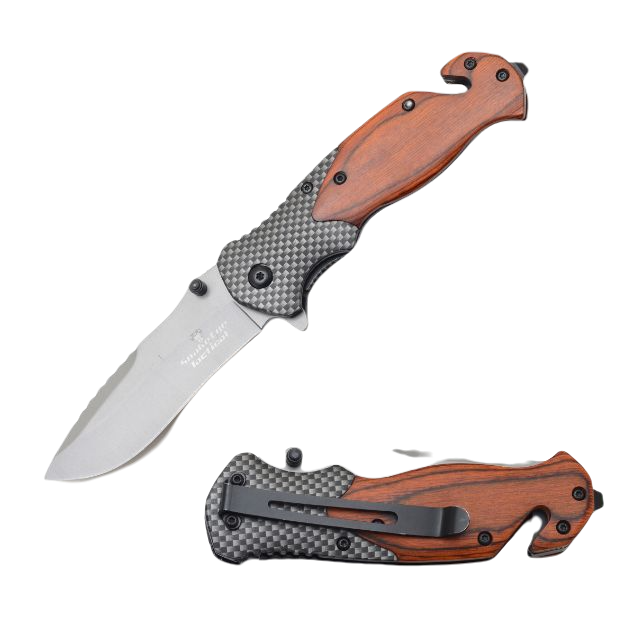 Snake Eye Tactical SE-1195BR 8.5 Inch Spring Assisted Folding Knife Brown Handle Pocket Clip Knives Cutting Tools