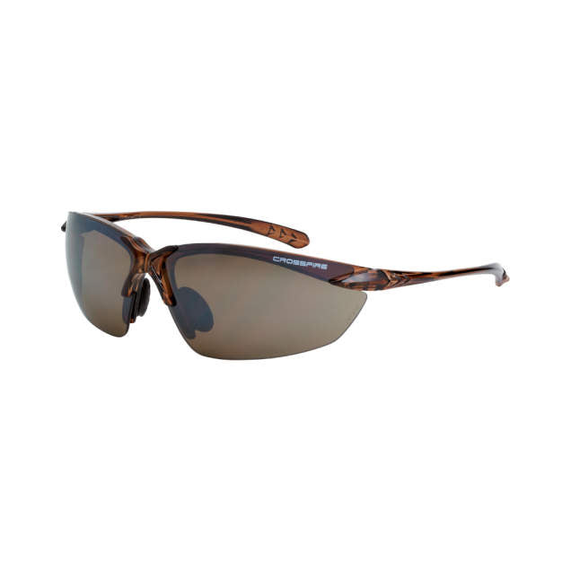 Crossfire Sniper Premium Safety Eyewear HD Brown Mirror Lens Crystal Brown Frame