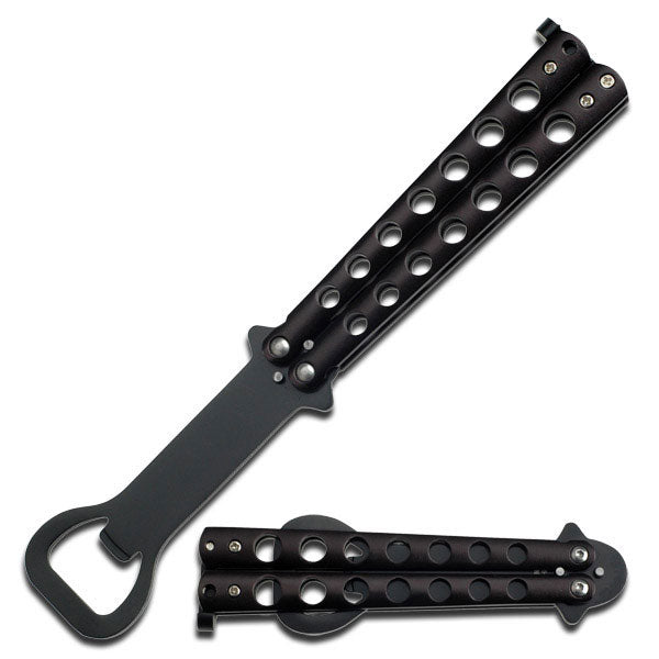 YC Martial Art YC-305 Spring Assisted Folding Knife Black Blade Aluminum Handle Bottle Opener Knives Cutting Tools